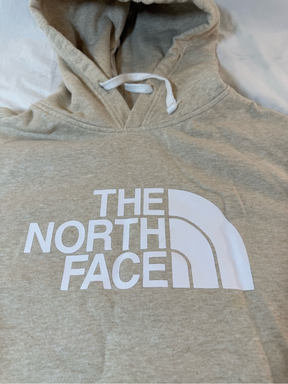 The North Face Cream Pullover Hoodie with White Logo